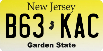 NJ license plate B63KAC