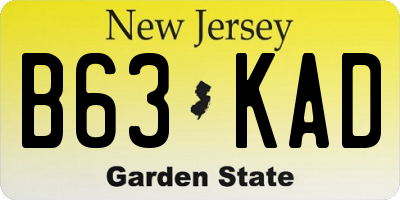 NJ license plate B63KAD
