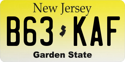 NJ license plate B63KAF