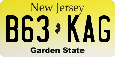 NJ license plate B63KAG