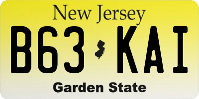 NJ license plate B63KAI