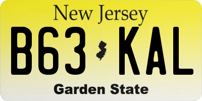 NJ license plate B63KAL