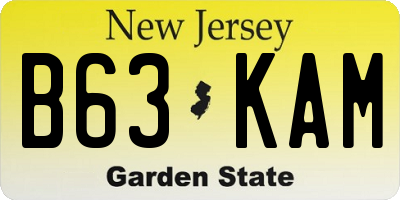 NJ license plate B63KAM