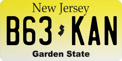 NJ license plate B63KAN