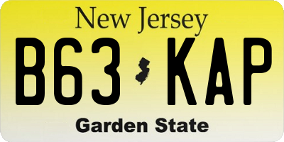 NJ license plate B63KAP