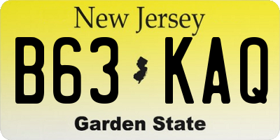 NJ license plate B63KAQ