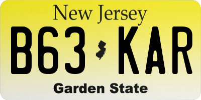 NJ license plate B63KAR