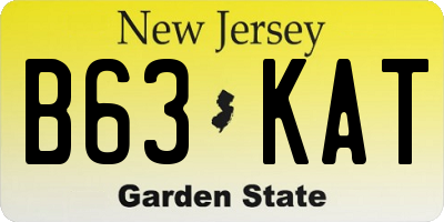NJ license plate B63KAT