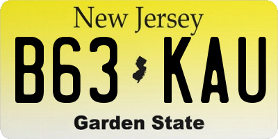 NJ license plate B63KAU