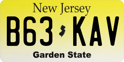 NJ license plate B63KAV