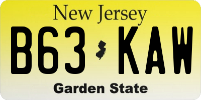 NJ license plate B63KAW