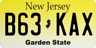 NJ license plate B63KAX