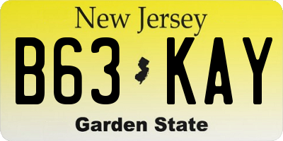 NJ license plate B63KAY