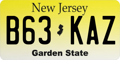NJ license plate B63KAZ