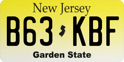 NJ license plate B63KBF