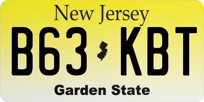 NJ license plate B63KBT