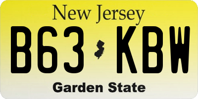NJ license plate B63KBW