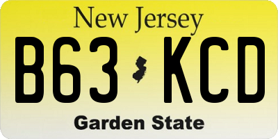 NJ license plate B63KCD