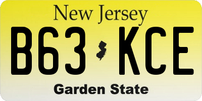 NJ license plate B63KCE