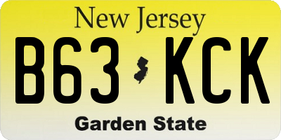 NJ license plate B63KCK