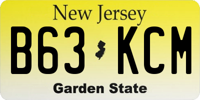 NJ license plate B63KCM