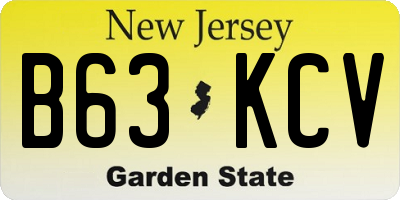 NJ license plate B63KCV