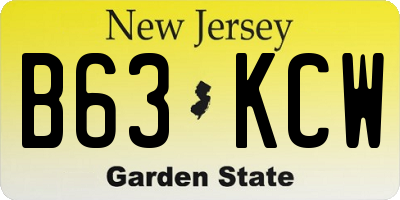 NJ license plate B63KCW