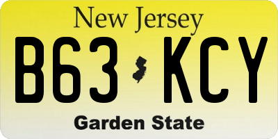 NJ license plate B63KCY