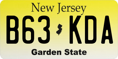 NJ license plate B63KDA