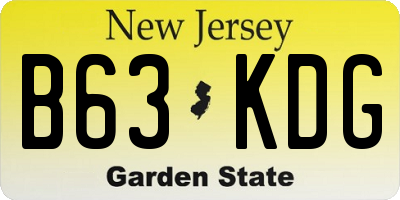 NJ license plate B63KDG