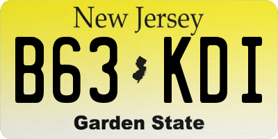 NJ license plate B63KDI
