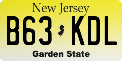 NJ license plate B63KDL