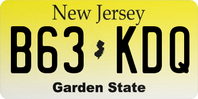 NJ license plate B63KDQ