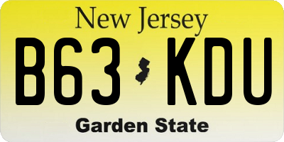 NJ license plate B63KDU