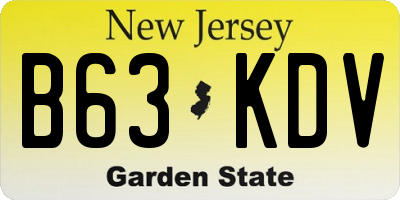 NJ license plate B63KDV