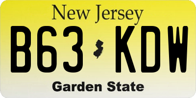 NJ license plate B63KDW