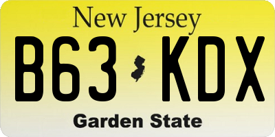 NJ license plate B63KDX