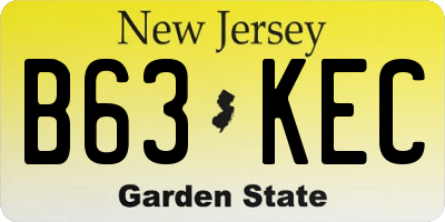 NJ license plate B63KEC