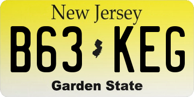 NJ license plate B63KEG