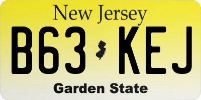 NJ license plate B63KEJ