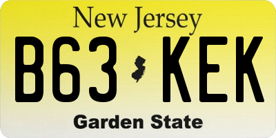 NJ license plate B63KEK