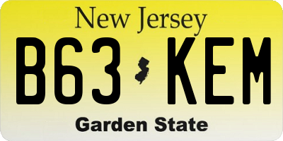 NJ license plate B63KEM