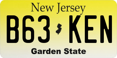 NJ license plate B63KEN
