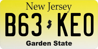 NJ license plate B63KEO
