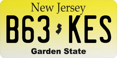 NJ license plate B63KES