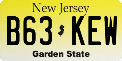 NJ license plate B63KEW