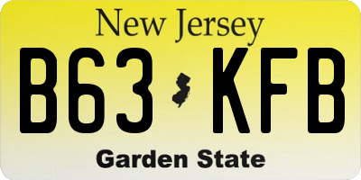 NJ license plate B63KFB
