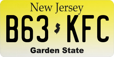 NJ license plate B63KFC