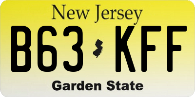 NJ license plate B63KFF