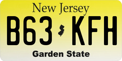 NJ license plate B63KFH